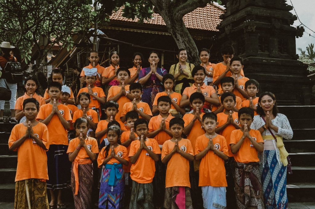 Volcano kids Hindu ceremony